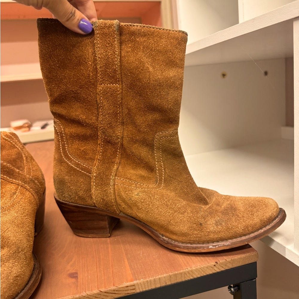 Vintage leather suede booties